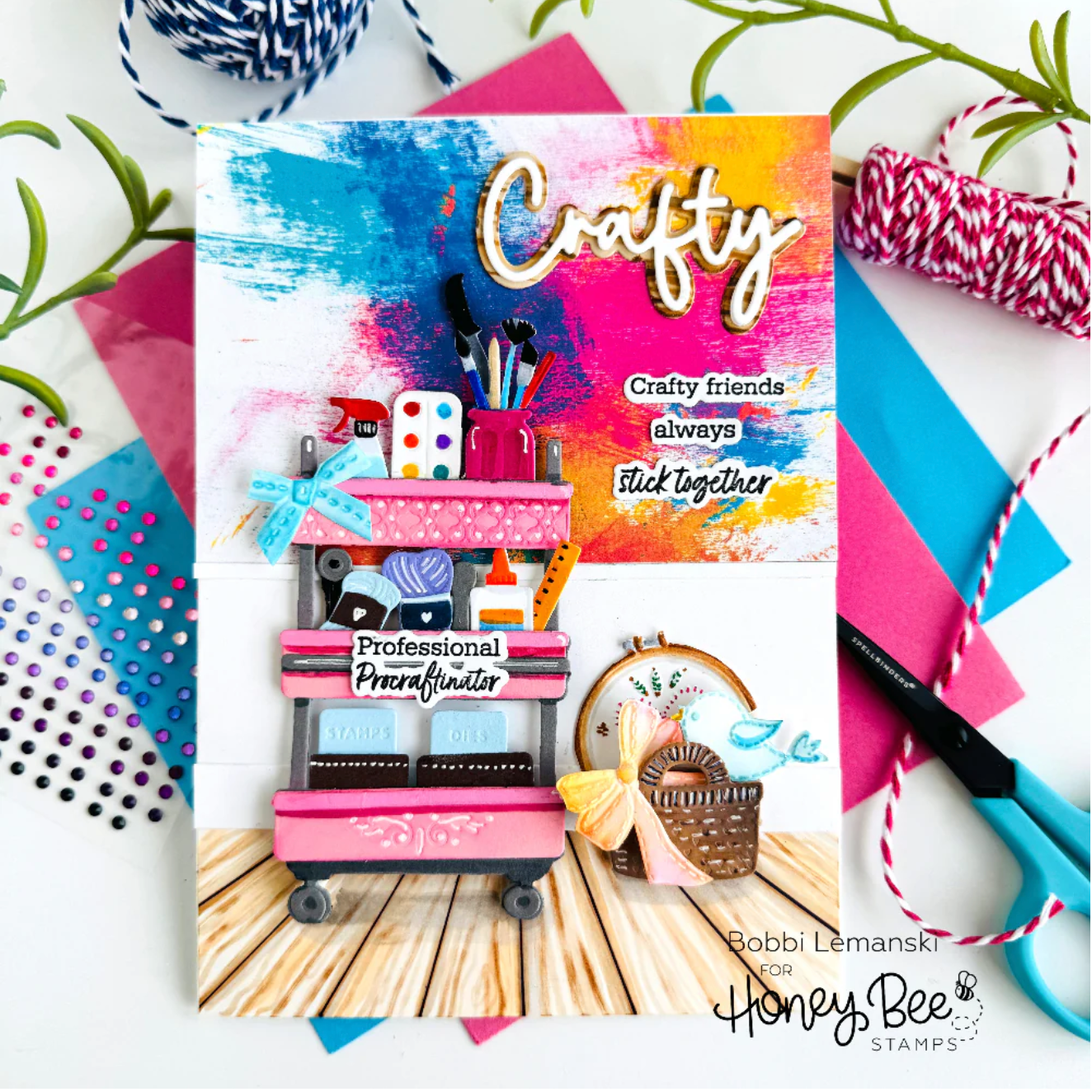 Honey Bee Crafty Friends Dies hbds-652 Bobbi Lemanski Crafty Card