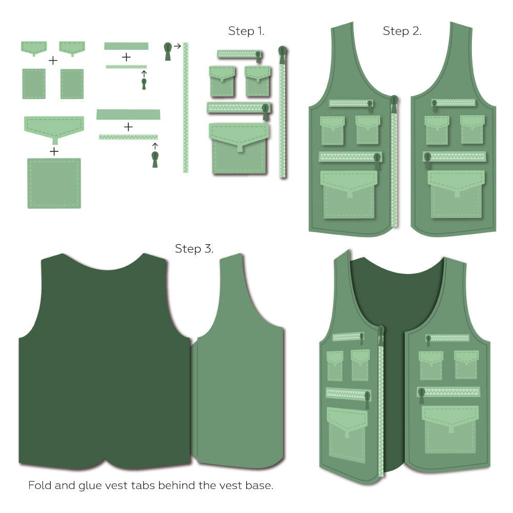 Honey Bee Fishing Vest A2 Add On Dies hbds-fshvst Instructions