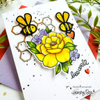 Honey Bee Heartfelt Honeys Dies hbds-hrtfhon Spring Florals Card
