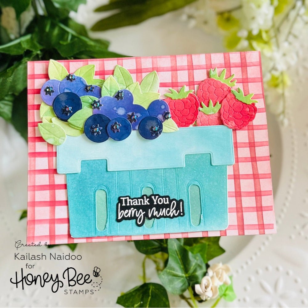 Honey Bee Lovely Layers Berry Basket Dies hbds-llbbskt Thank You Very Much Card