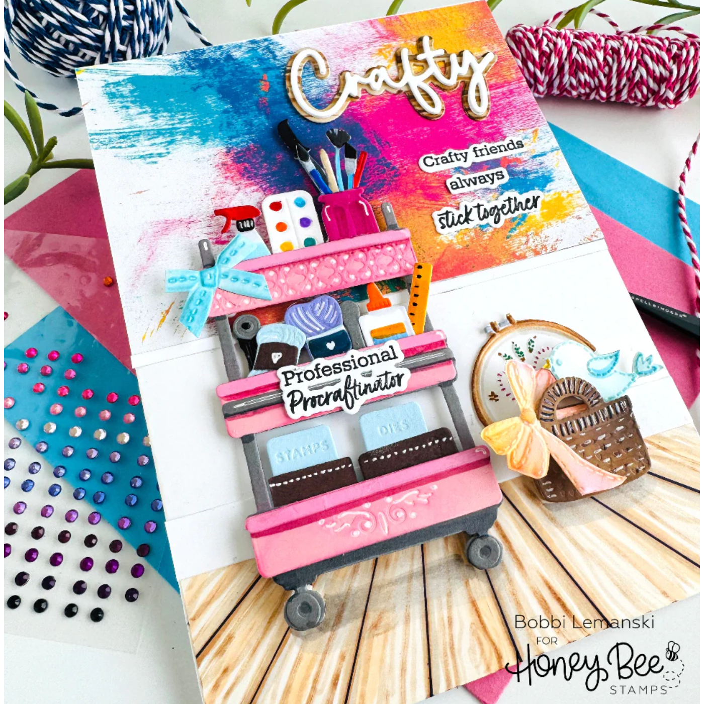 Honey Bee Lovely Layers Craft Cart Dies hbds-llccrt Procraftinator Card