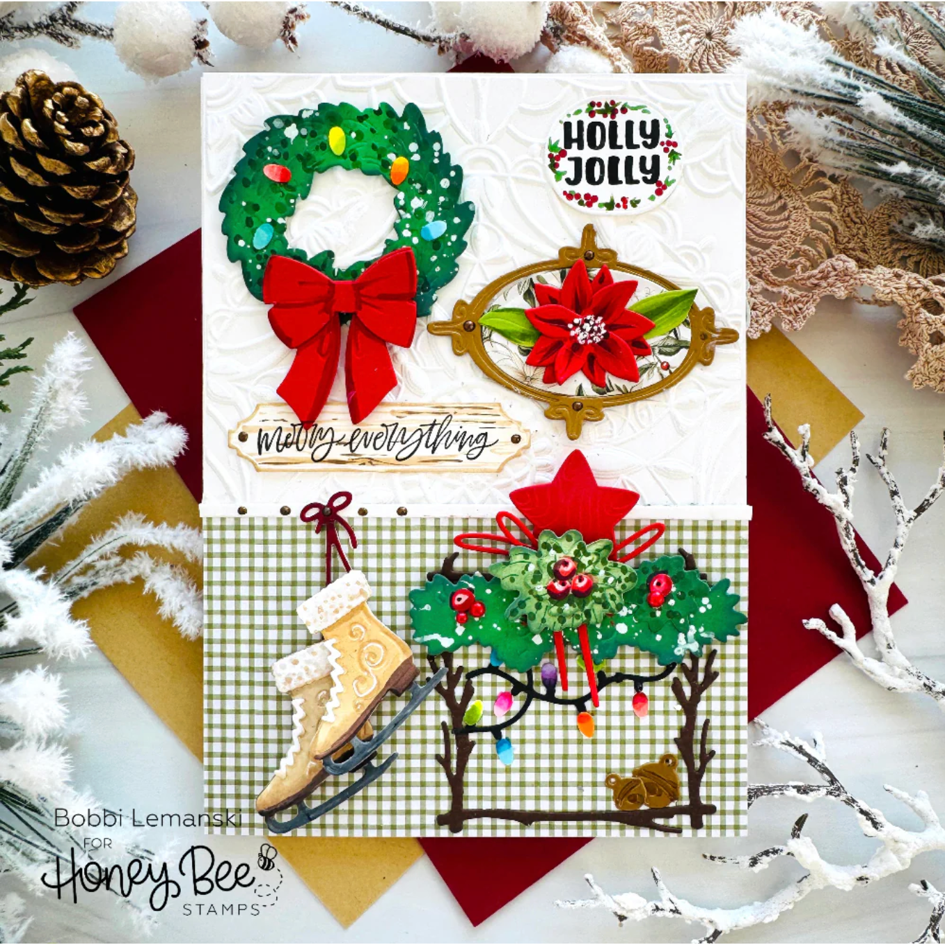 Honey Bee Lovely Layers Gallery Wall Holiday Dies hbds-llgwhl Bobbi Lemanski Card