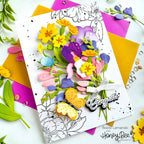 Honey Bee Perfect Peonies Clear Stamps And Dies Bundle Floral Congrats Card