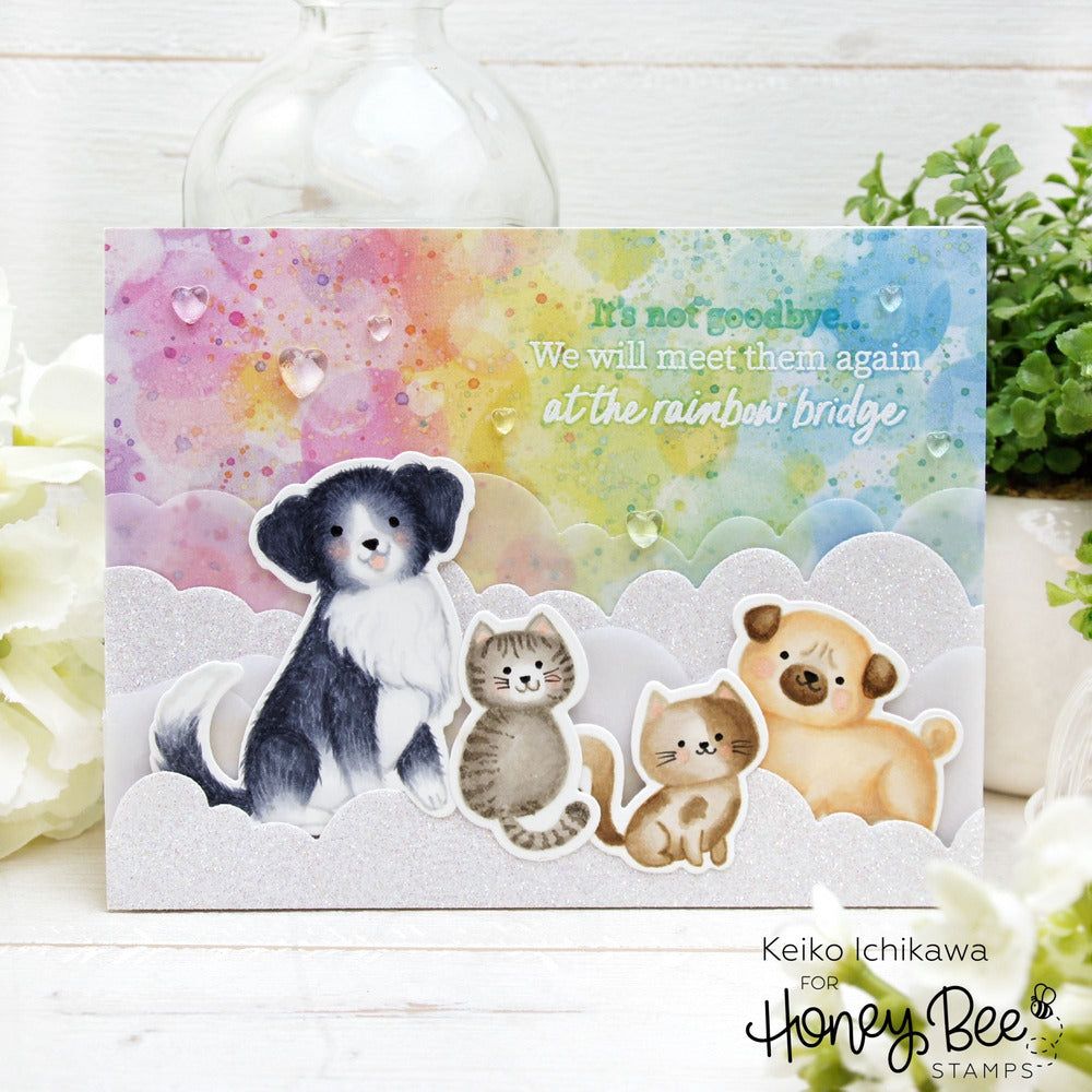Honey Bee Rainbow Bridge Clear Stamp Set hbst-342 It's Not Goodbye Pet Card