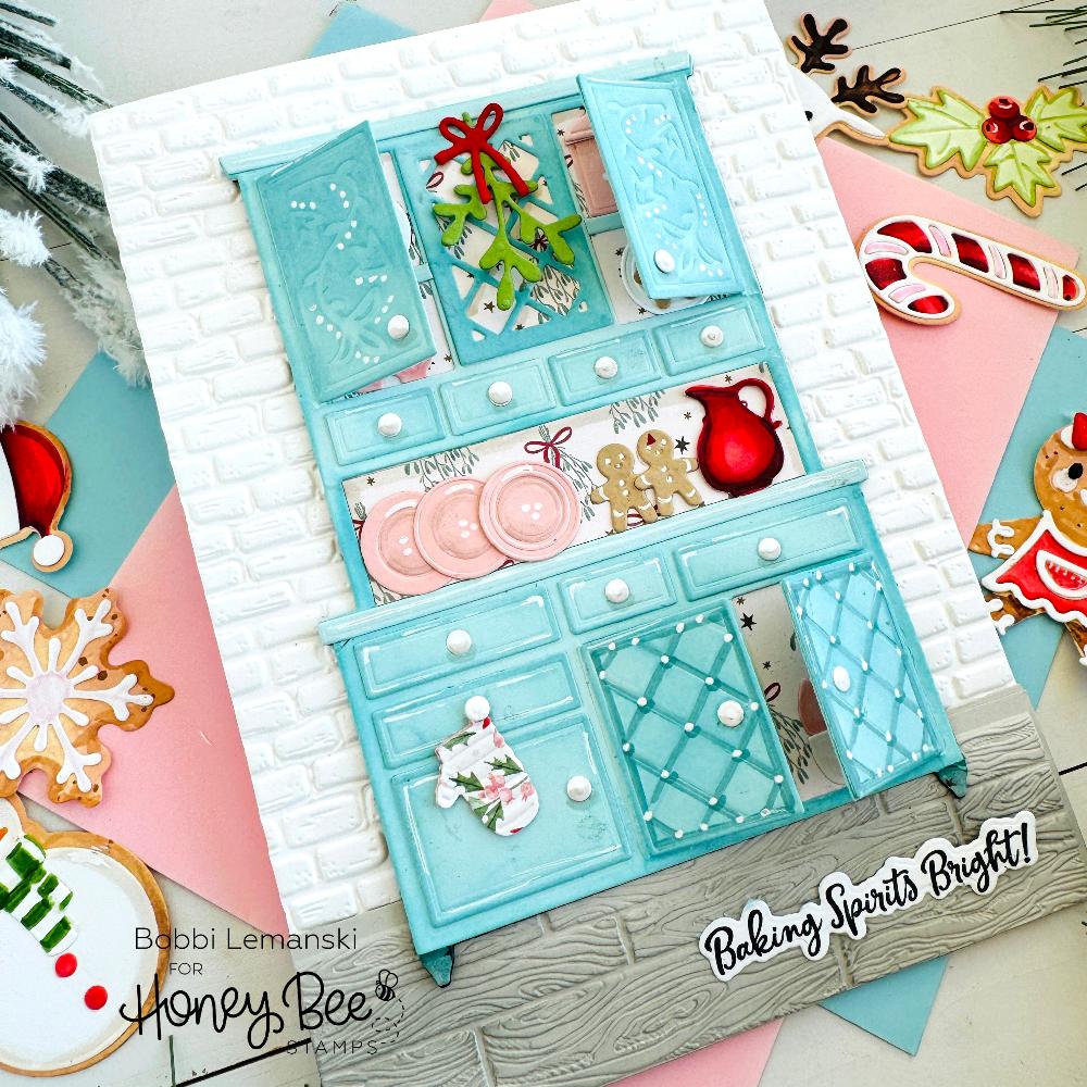 Honey Bee Rustic Brick Wall 3D Embossing Folder hbef-022 Christmas Baking Card | color-code:ALT02
