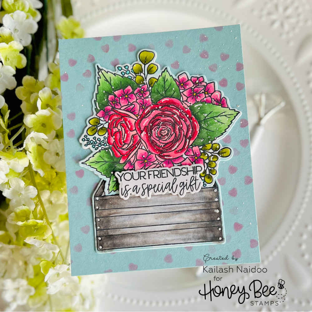 Honey Bee Scattered Hearts Stencils hbsl-162 Your Friendship Is A Special Gift Card