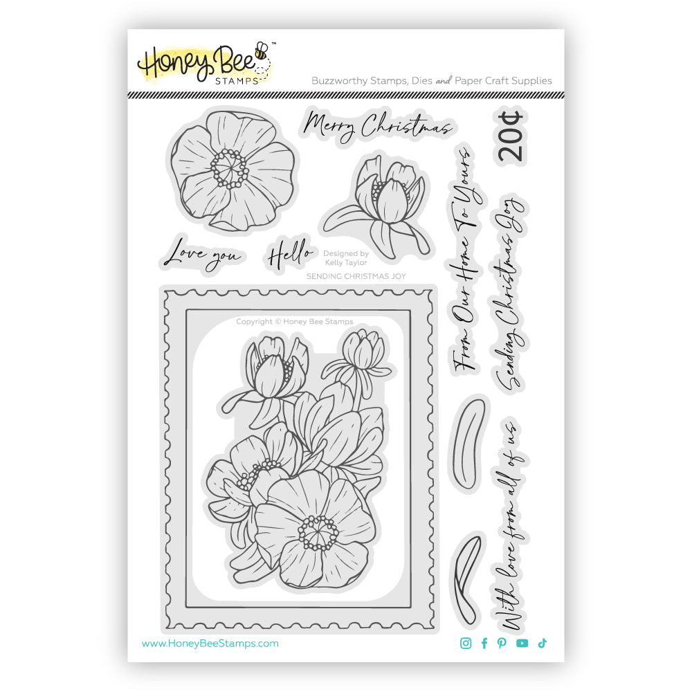 Honey Bee Sending Christmas Joy Clear Stamps And Dies Bundle Photopolymer Pack