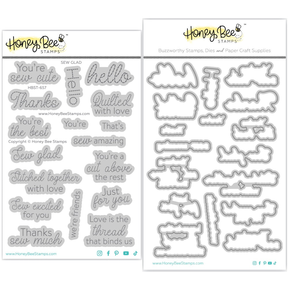 Honey Bee Sew Glad Clear Stamps And Dies Bundle