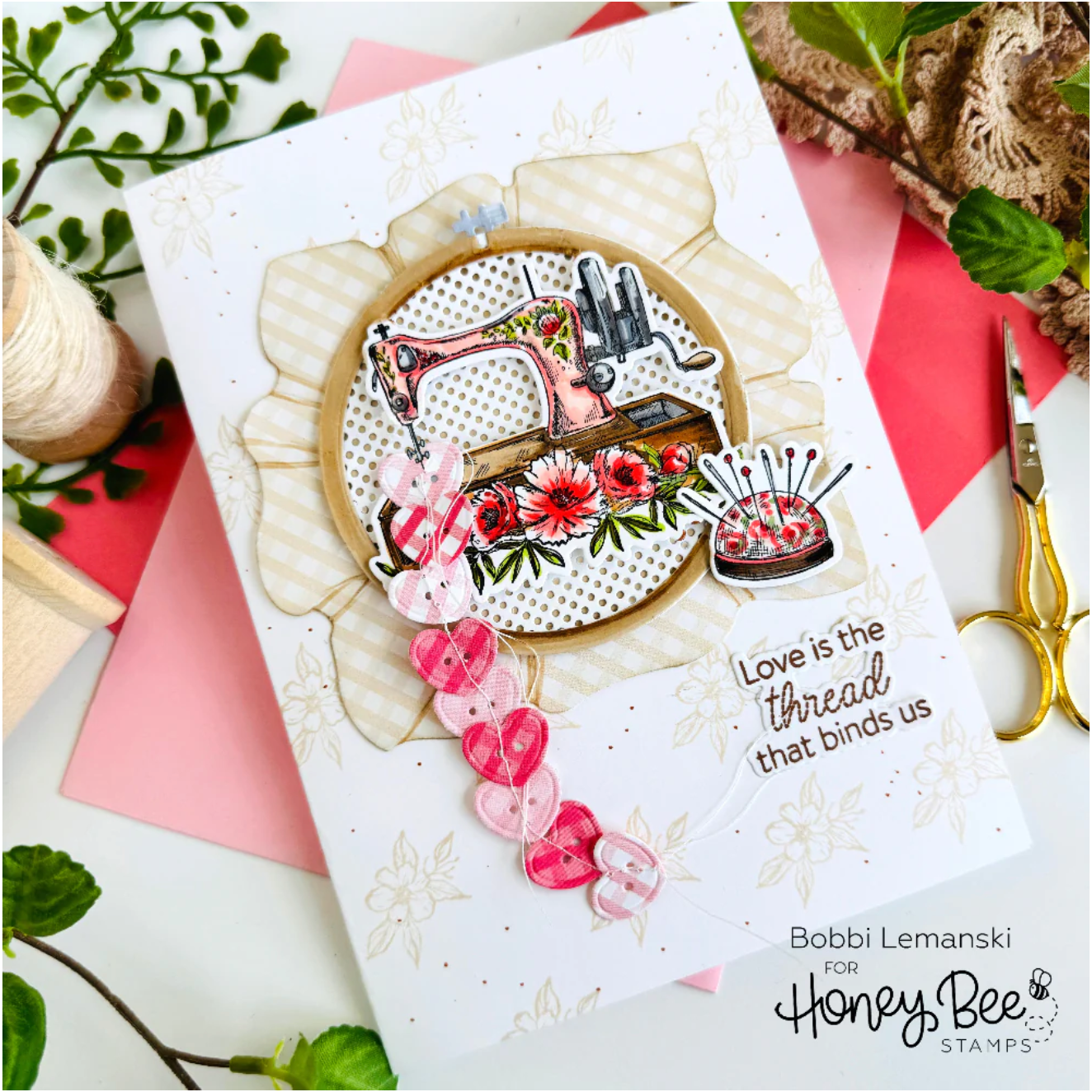 Honey Bee Sew Glad Clear Stamps And Dies Bundle Bobbi Lemanski Card