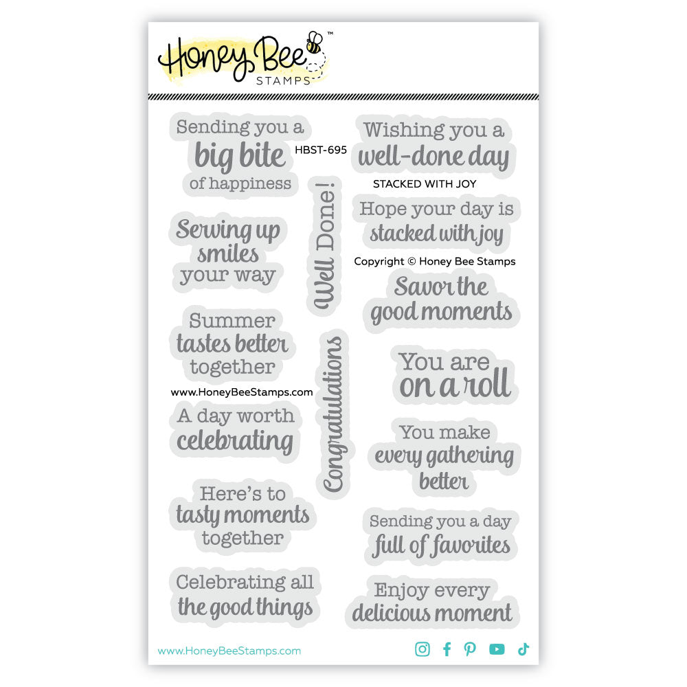Honey Bee Stacked With Joy Clear Stamps And Dies Bundle Enjoy Every Delicious Moment Sentiments