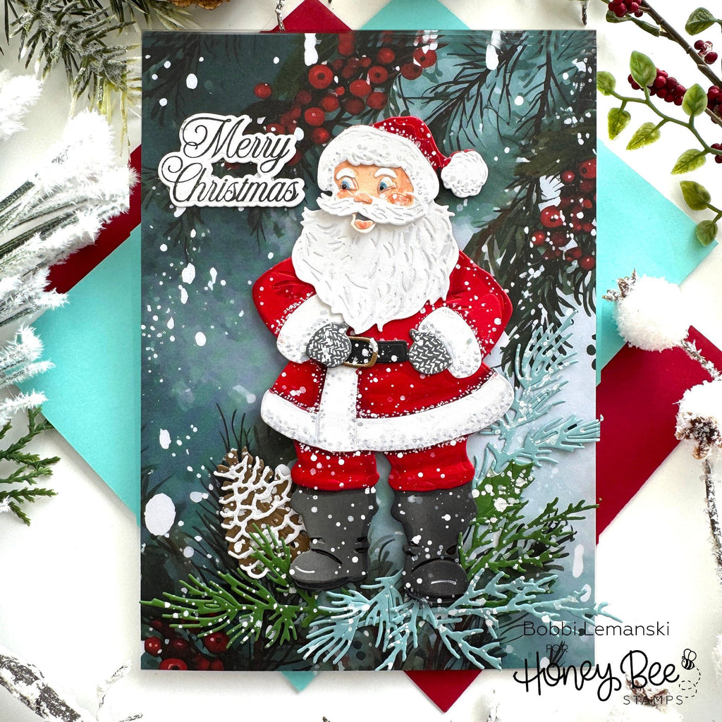 Honey Bee Warm Holiday Wishes Dies hbds-669 Merry Christmas Card