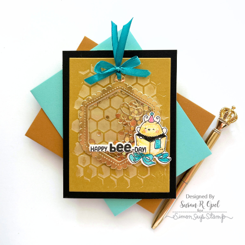 Simon Says Stamp Stencil Honeycomb 1080st Birthday Card