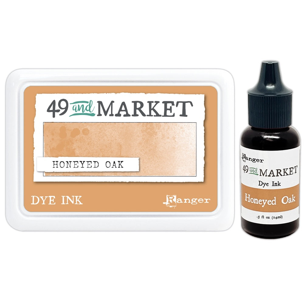 Ranger 49 and Market Honeyed Oak Dye Ink Pad And Reinker Bundle
