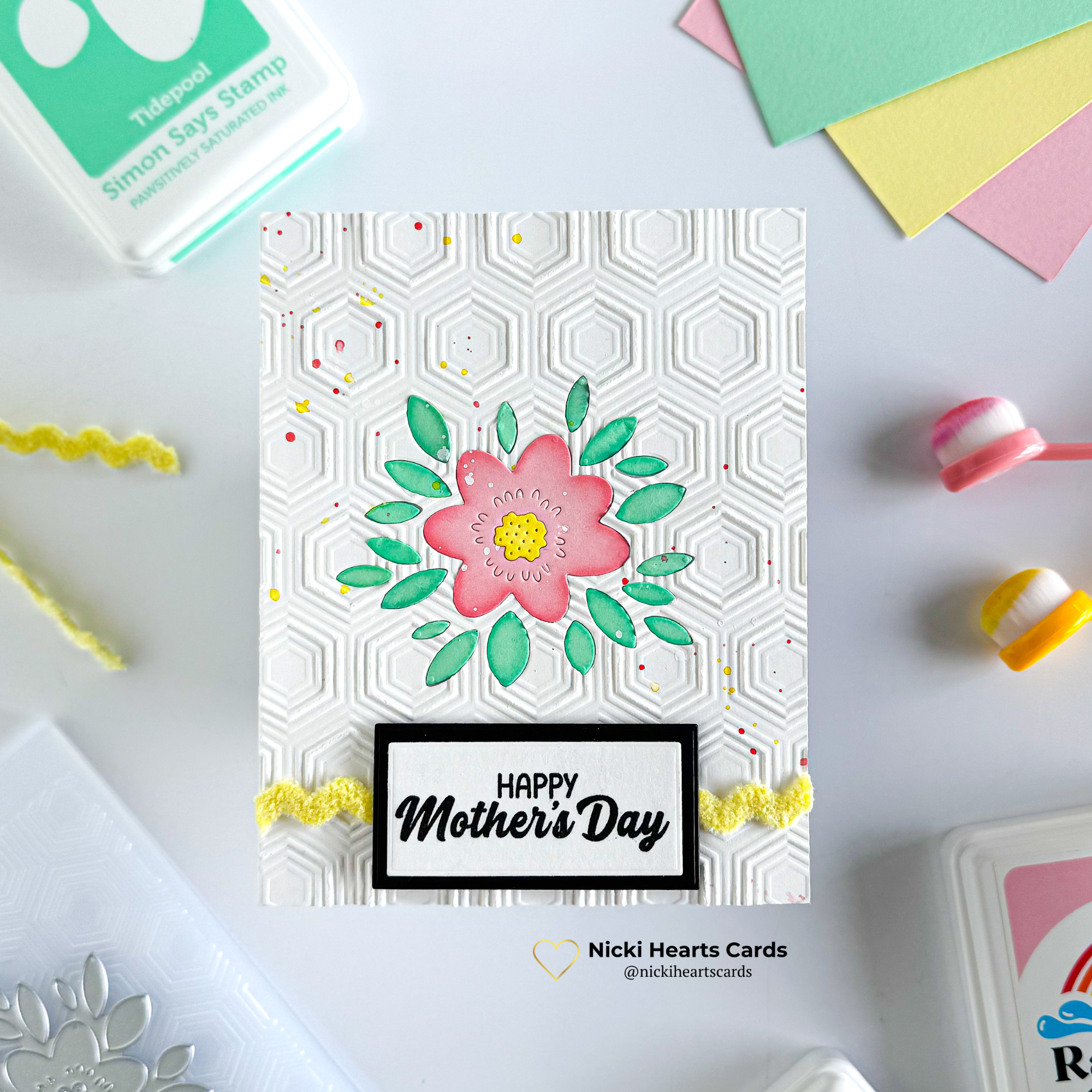 Simon Says Stamp Embossing Folder Hopping Hexagons sf472 You Are My Favorite Mother's Day Card | color-code:ALT04