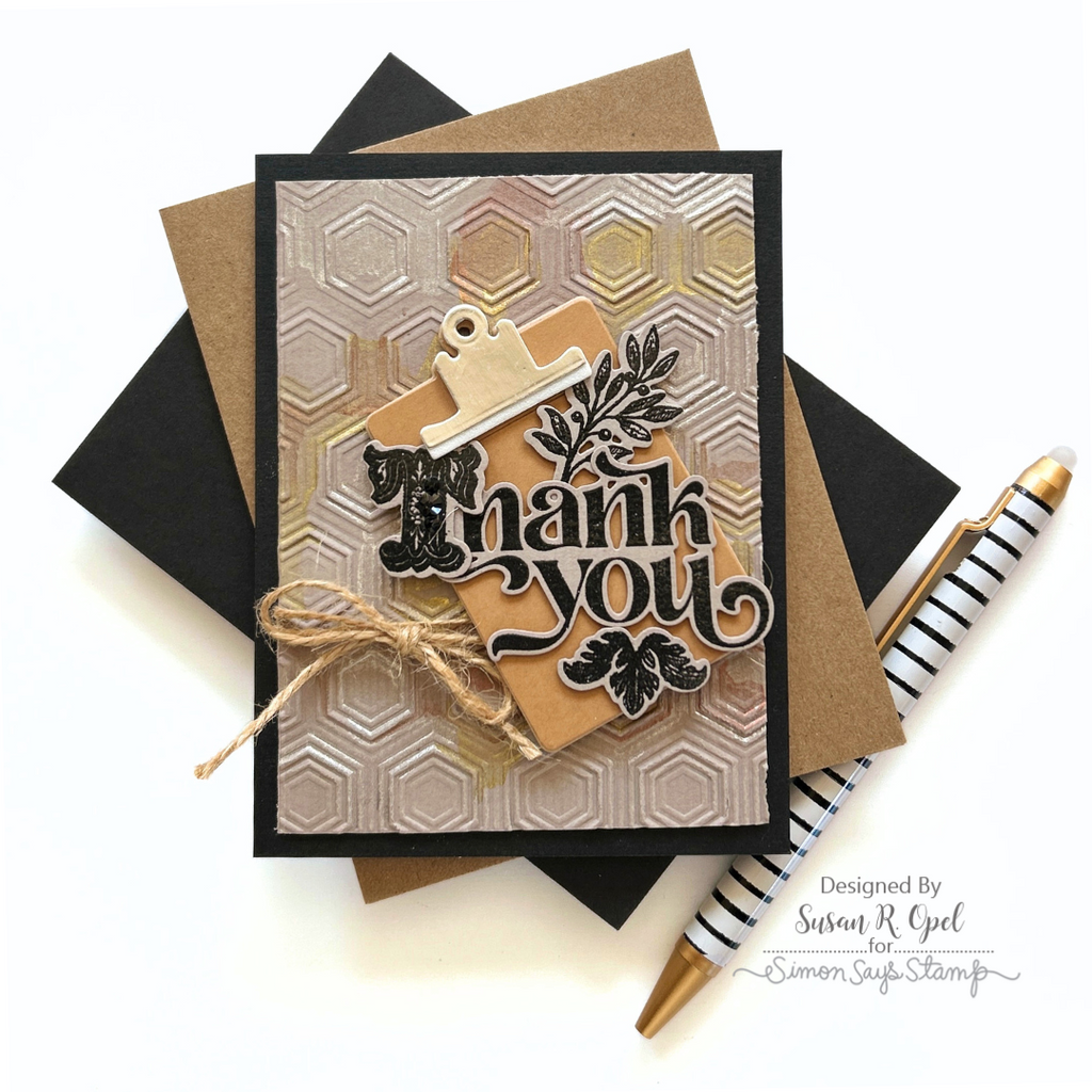 Simon Says Stamp Embossing Folder Hopping Hexagons sf472 You Are My Favorite Thank You Card
