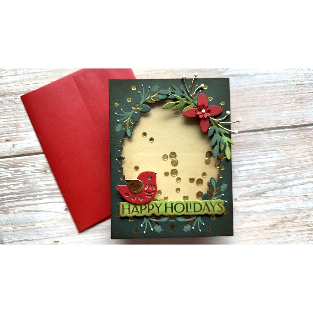Waffle Flower Folk Art Floral Die 421448 happy holidays | color-code:ALT02