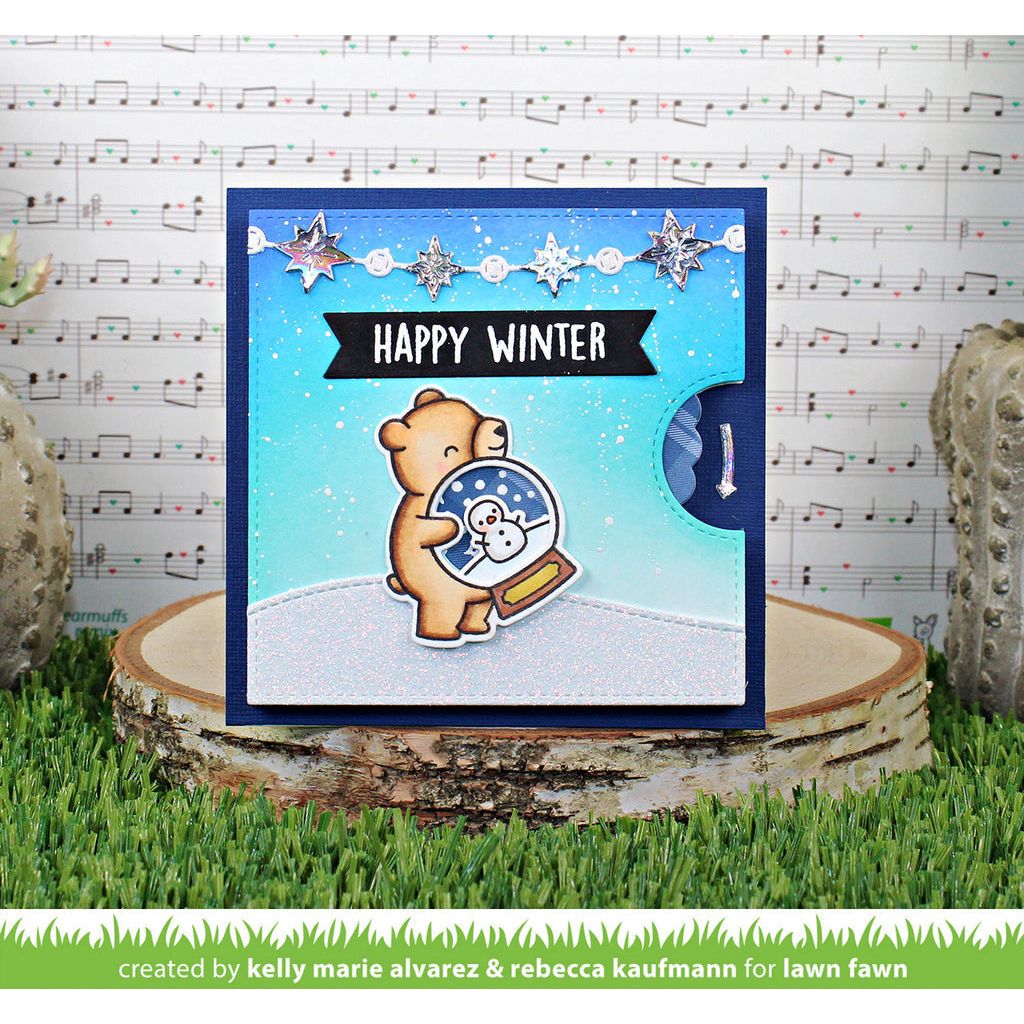 Lawn Fawn Little Snow Globe: Bear Clear Stamps lf3274 Happy Winter