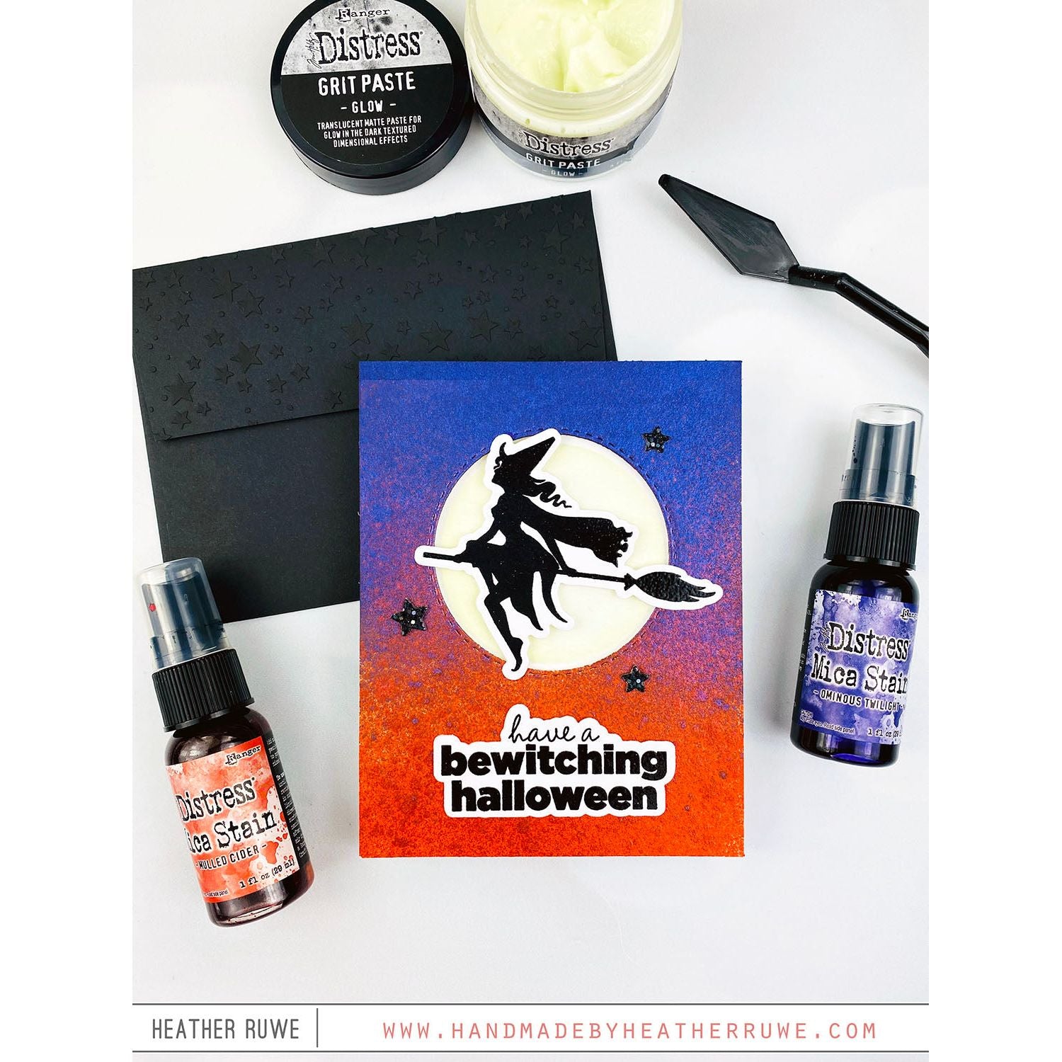 Tim Holtz Distress Halloween Grit Paste Glow Ranger tshk84464 Bewitching Halloween Card | color-code:ALT02