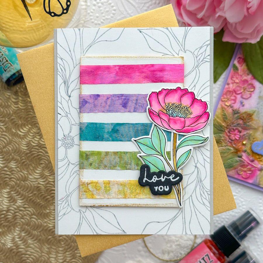 Tim Holtz Distress Ink Pad Picked Raspberry Ranger TIM34995 Creative Ribbon Background Card | color-code:ALT848
