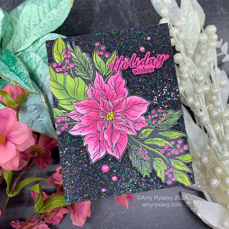 Trinity Stamps FLASHY FLAMINGO BAUBLES Embellishment Box tsb-158 Holiday Wishes Floral Card | color-code:ALT01