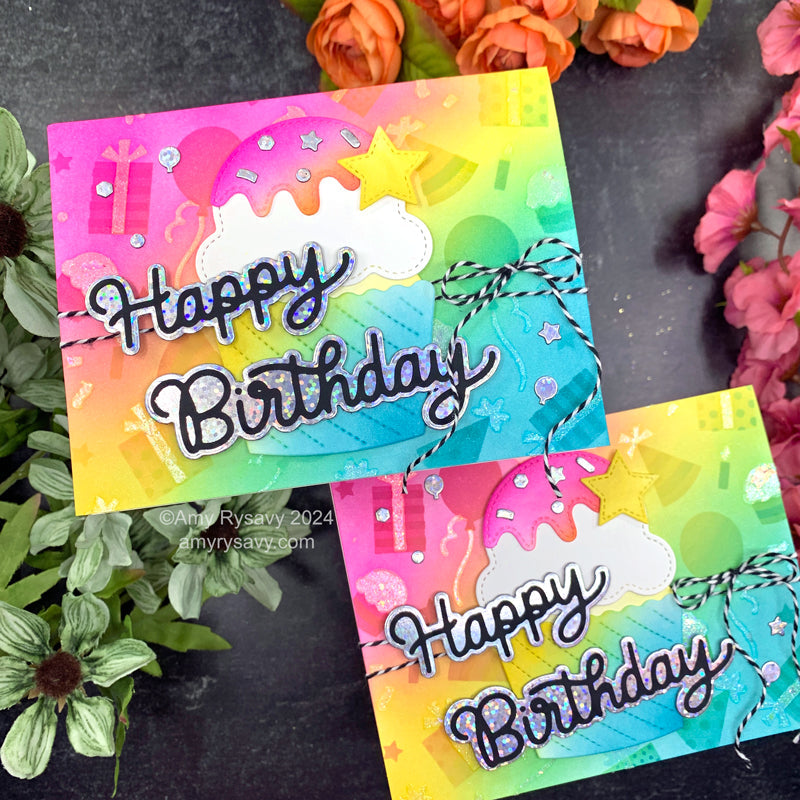 Pretty Pink Posh Big Birthday Cupcake Dies rainbow | color-code:ALT04