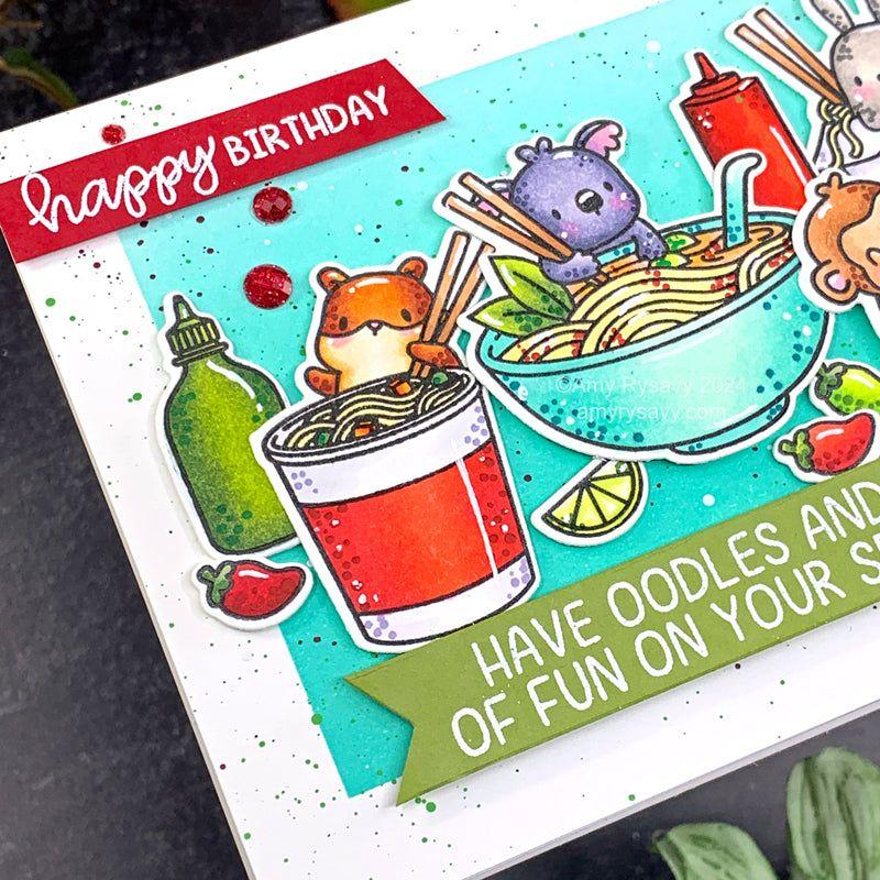 Tim Holtz Flip Top Distress Paint Aged Mahogany Ranger TDF52890 Noodles Birthday Card | color-code:ALT02