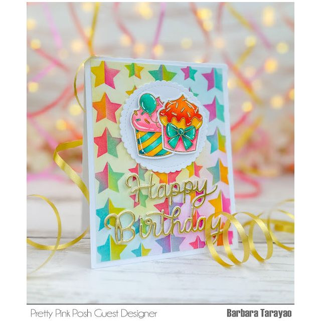 Pretty Pink Posh Happy Birthday Shadow Dies cupcakes