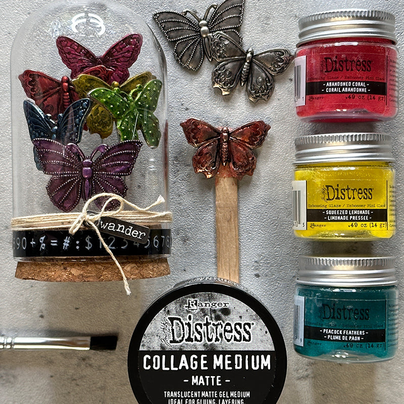 Tim Holtz Distress Embossing Glaze Peacock Feathers Ranger tde84099 Butterly Dome Project | color-code:ALT06