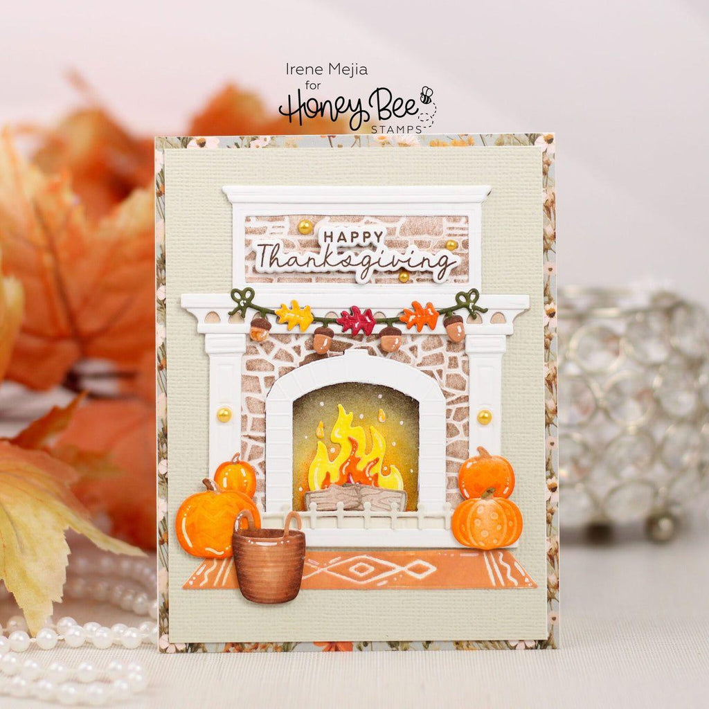 Honey Bee Blessings Of Fall Clear Stamps hbst-610 Happy Thanksgiving Card
