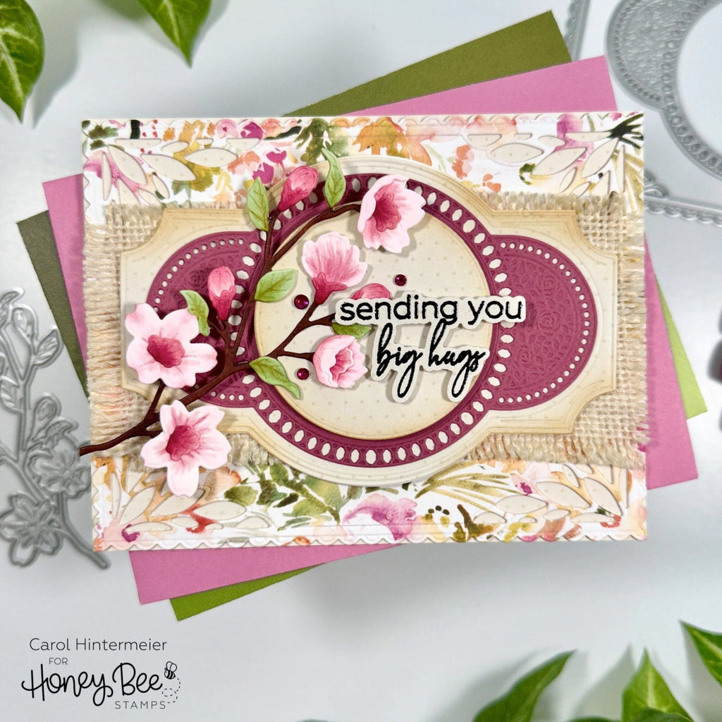 Honey Bee Lovely Layers Cherry Blossom Dies hbds-llchb Big Hugs Card | color-code:ALT05
