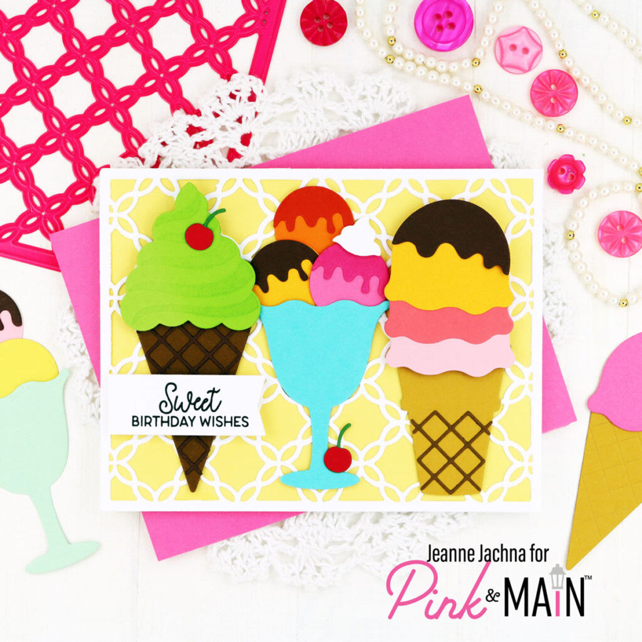 Pink and Main Ice Cream Dies pnm646 birthday wishes
