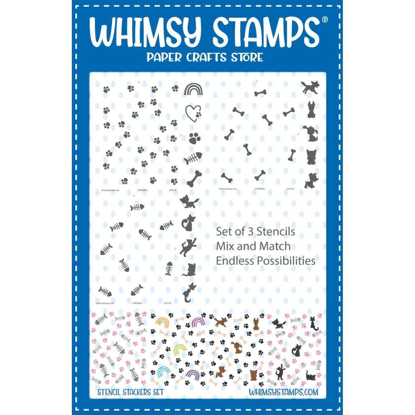 Whimsy Stamps Stencil Stackers Furrbabies WSS140