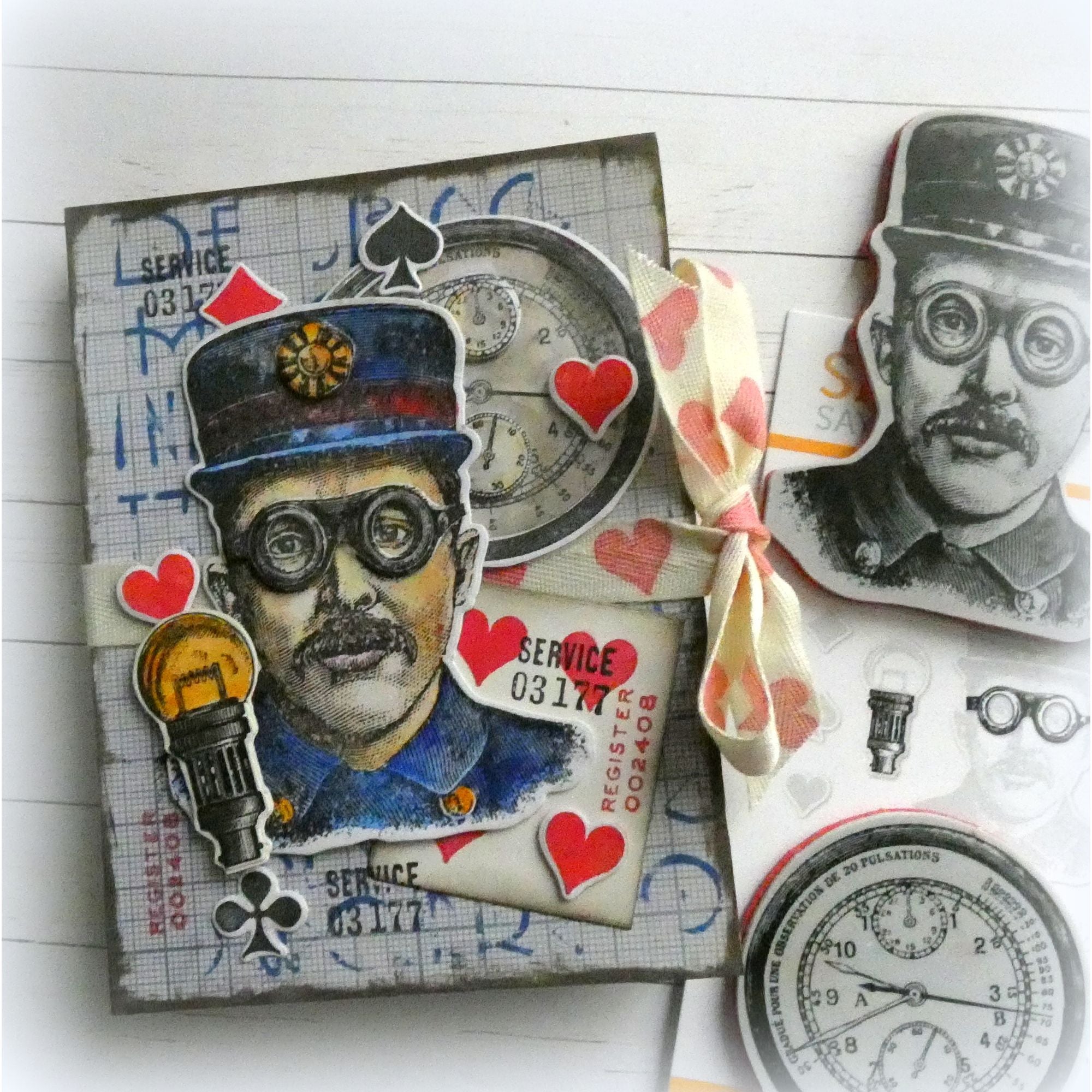 Tim Holtz The Inspector Stamps with Simon Says Stamp Dies Bundle setbz24 setin26 Steam Punk Travel Journal | color-code:ALT09