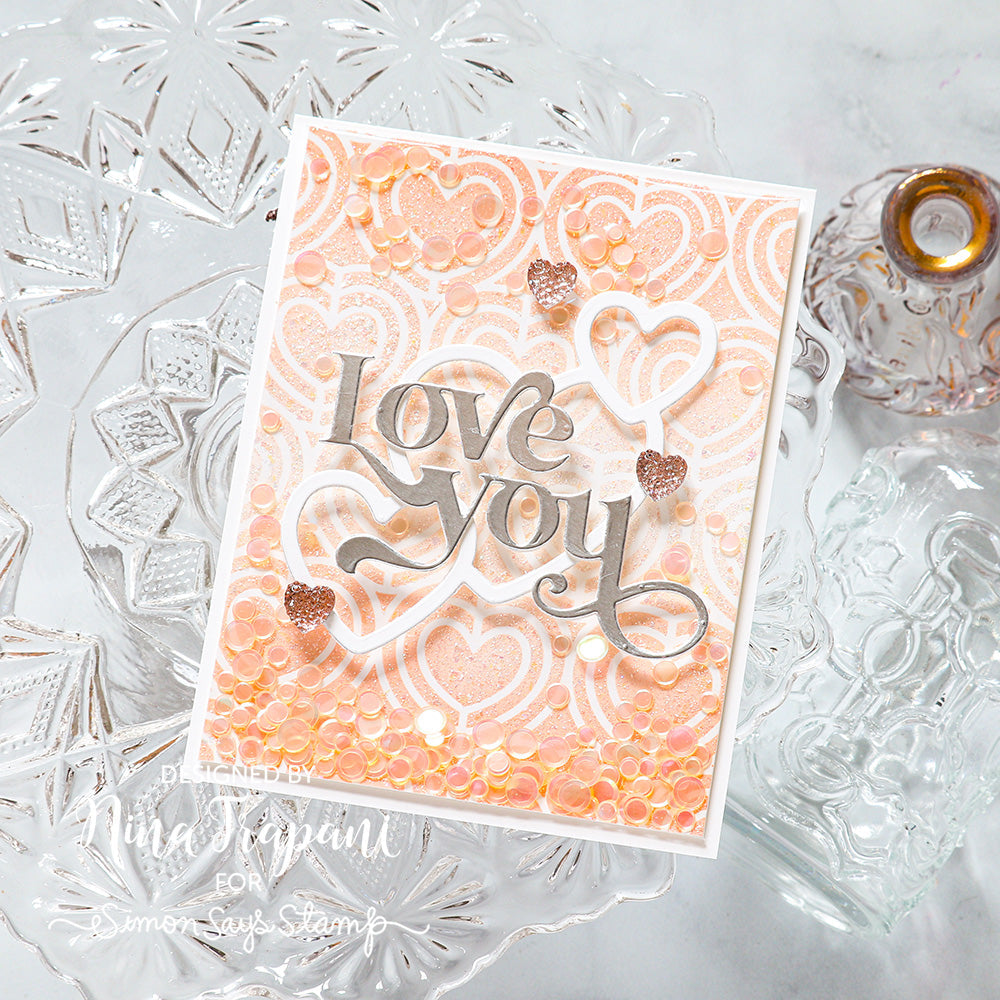 Trinity Stamps Sunset Peach Confetti Embellishment Bag tsb-402 Sparkly Shaker Card | color-code:ALT01