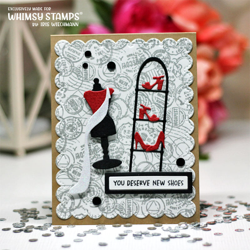 Whimsy Stamps Postmarks Background Cling Stamp ddb0087 classic colors