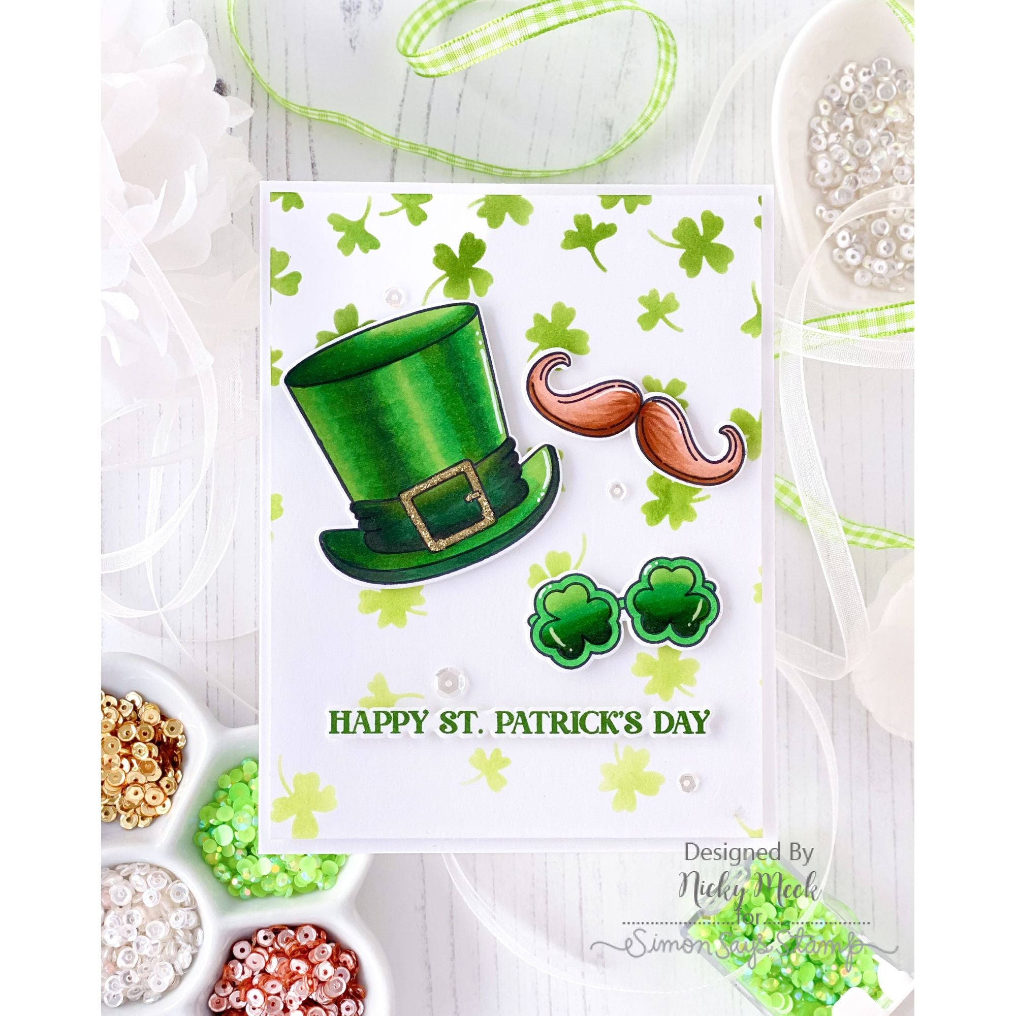 Simon Says Clear Stamps Irish Bits 1366ssc Beautiful Moments St. Patrick's Day Card