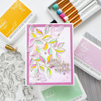 Pinkfresh Studio Joyful Day Stencils 244524 multi colored leaves card | color-code:ALT02