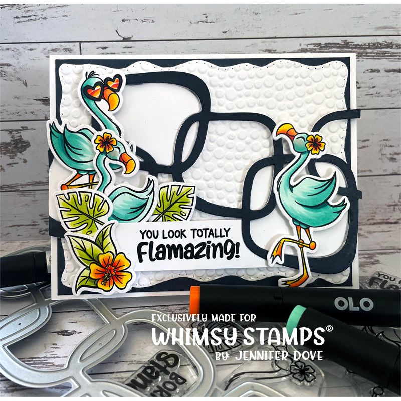 Whimsy Stamps Flamingo Summer Outline Dies wsd101a black and white