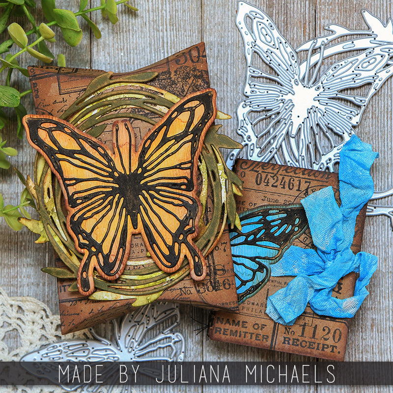 Tim Holtz Sizzix Vault Scribbly Butterfly Thinlits Dies 666564 pillow box