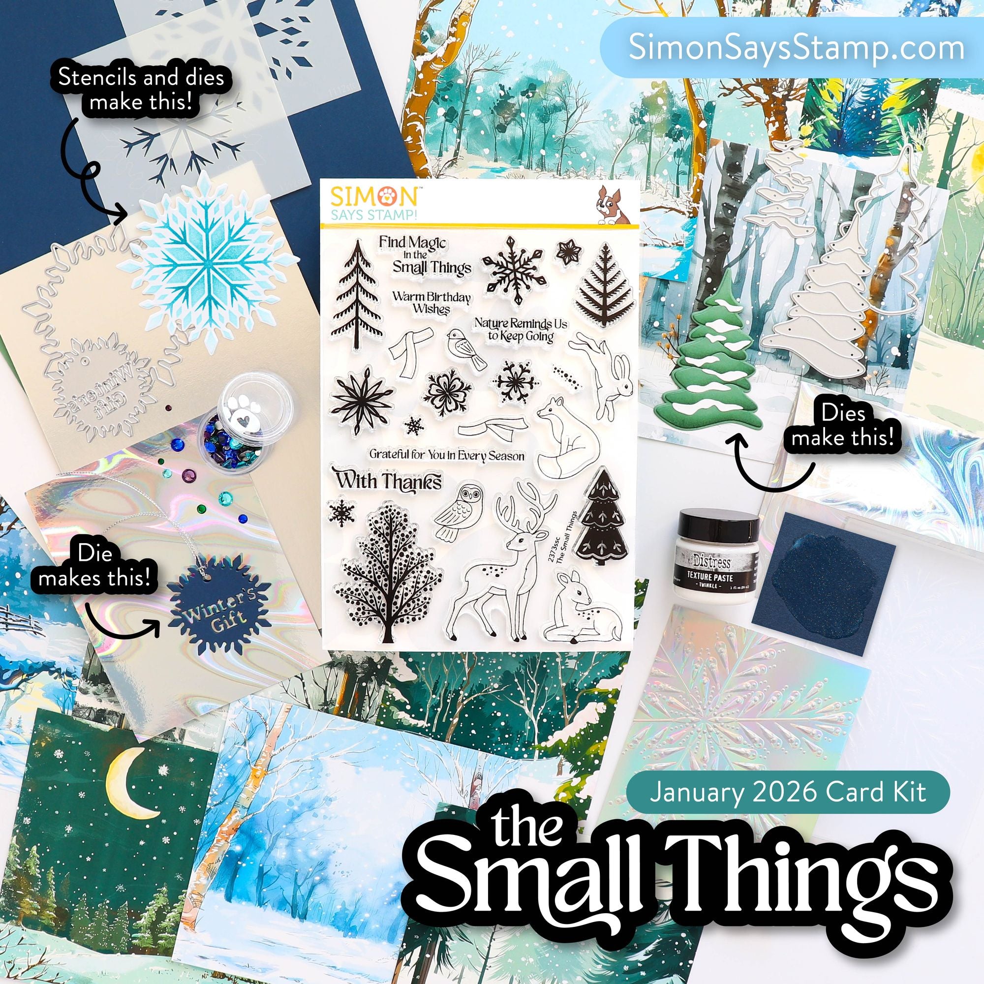 Simon Says Stamp Card Kit of the Month January 2026 The Small Things ck0126