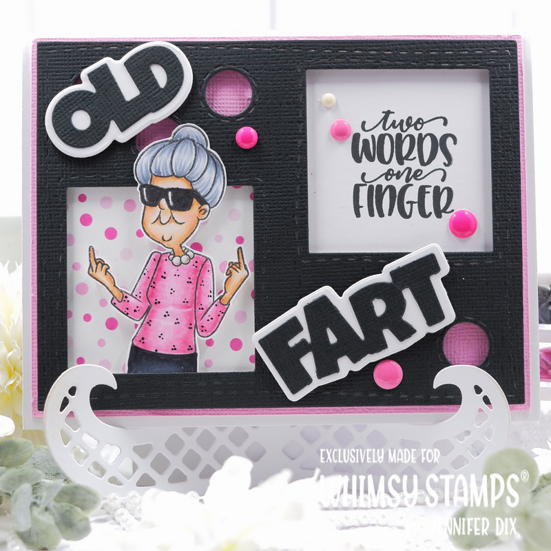 Whimsy Stamps Old Fart Geezer Word and Shadow Dies wsd252 grandma