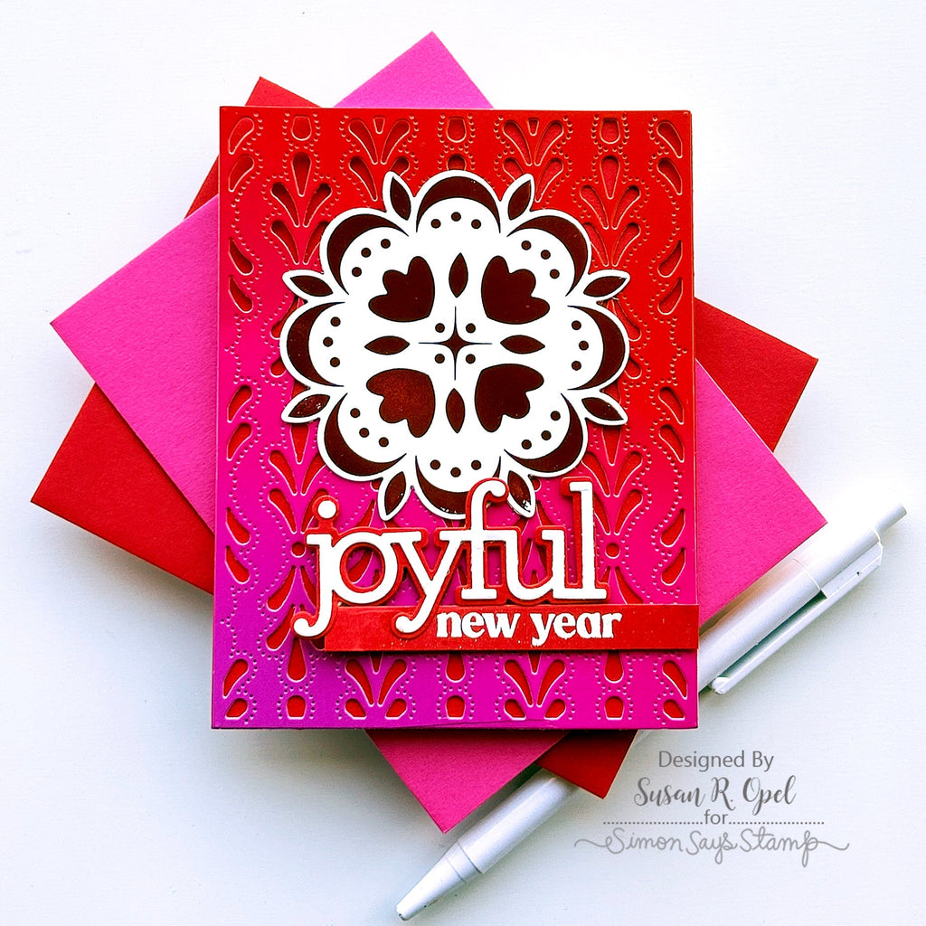 Simon Says Clear Stamps Joyful Greetings 3015msc New Year Card
