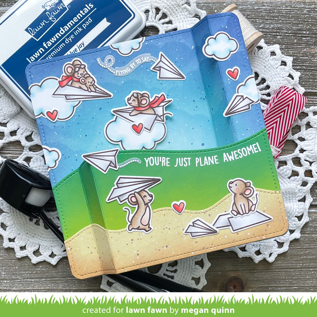 Lawn Fawn Just Plane Awesome Sentiment Trails Clear Stamps lf3132 flying by