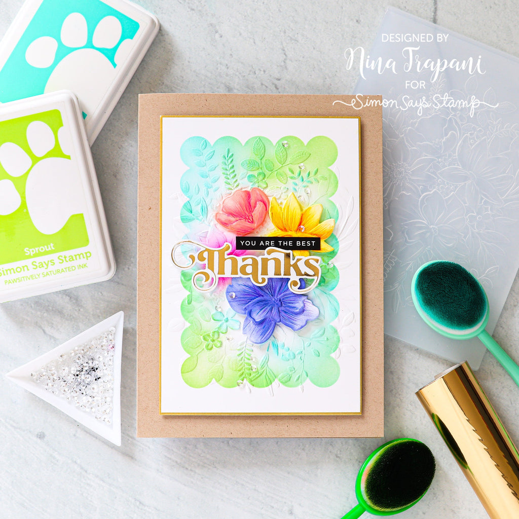 Simon Says Stamp Embossing Folder And Dies Darcy Bouquet sfd318 Just A Note Thanks  Card