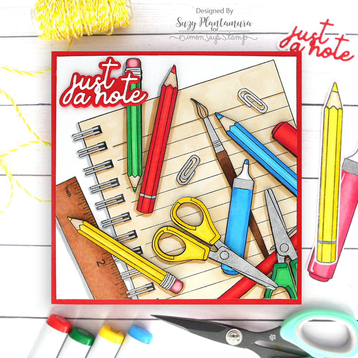 CZ Design Just A Note Wafer Dies czd202 Just A Note Apples Card  Back to School Card | color-code:ALT04