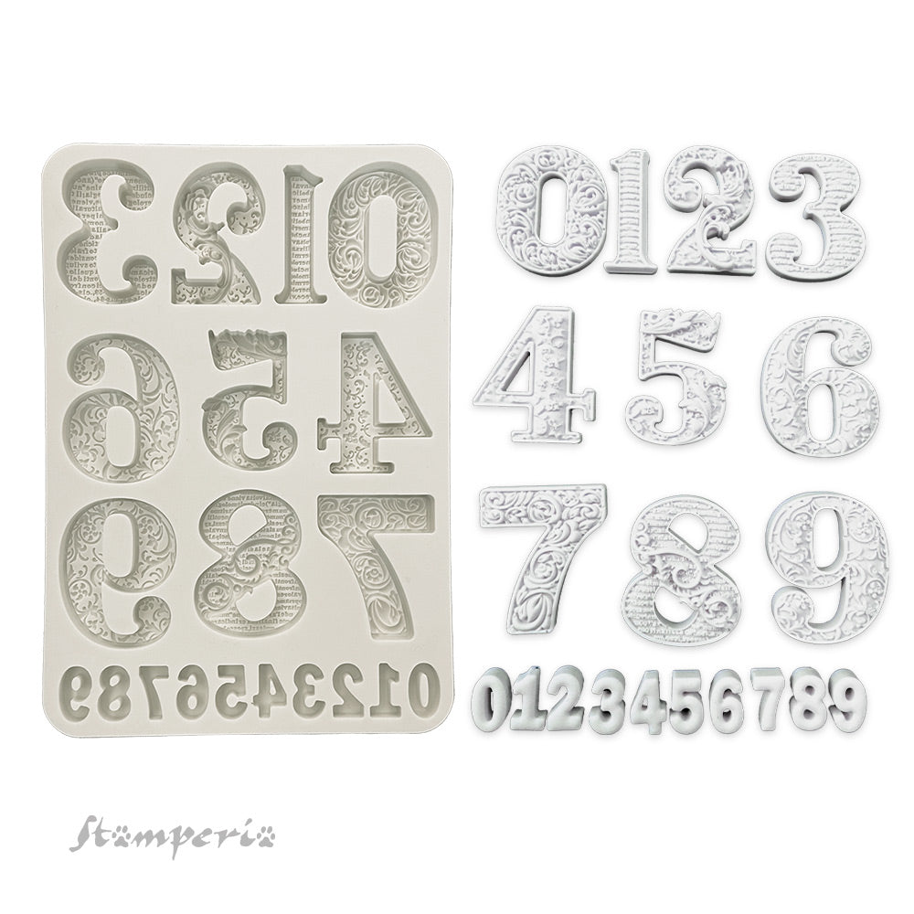 Stamperia Gear Up For Christmas Numbers Silicone Mold A5 kacma528