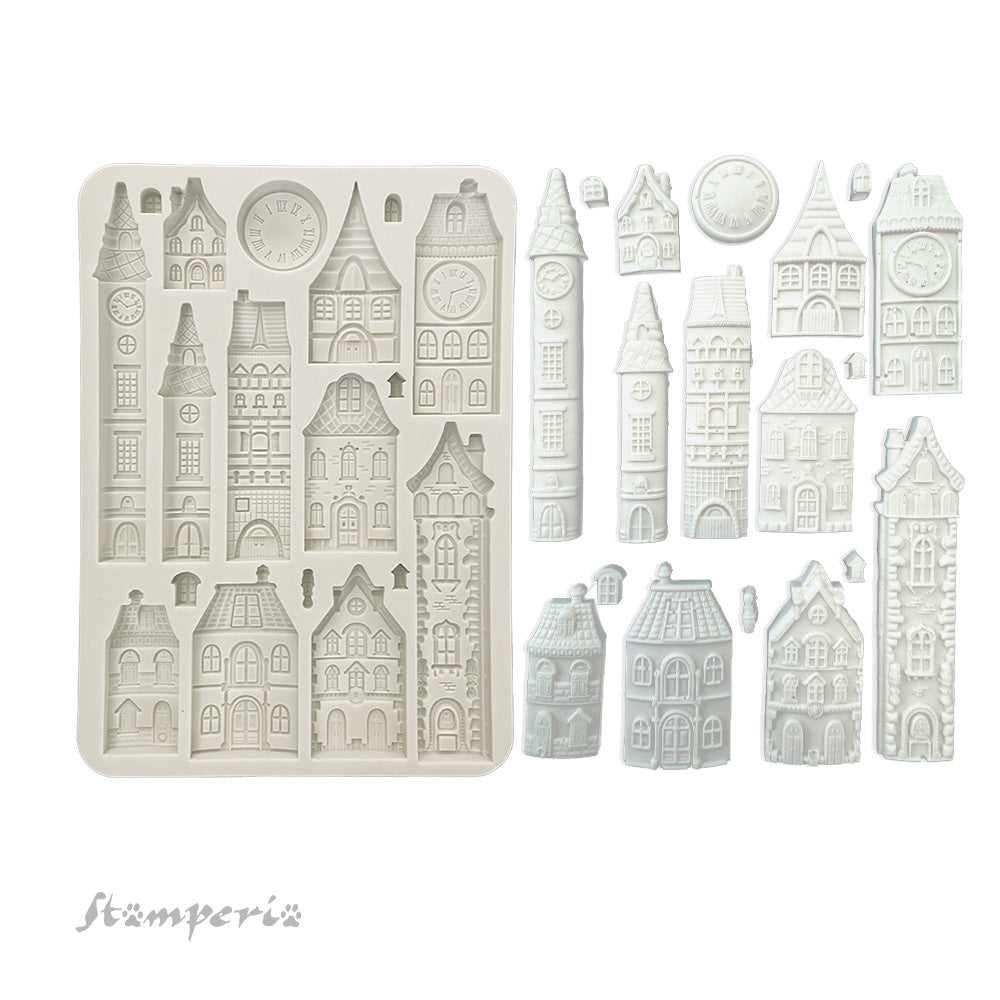 Stamperia Gear Up For Christmas Cozy Houses Silicone Mold A5 kacma531
