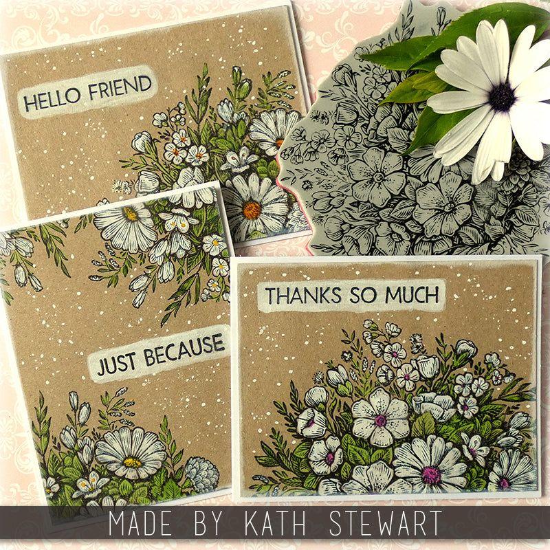 Tim Holtz Cling Rubber Stamps Floristry With Acrylic Grid Block cms485 just because