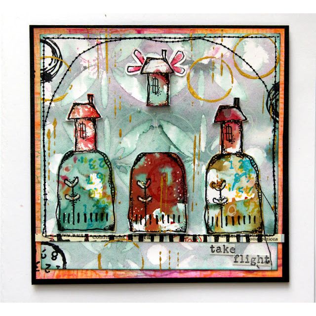 Paper Artsy Kate Crane 004 Cling Stamps kc004 houses