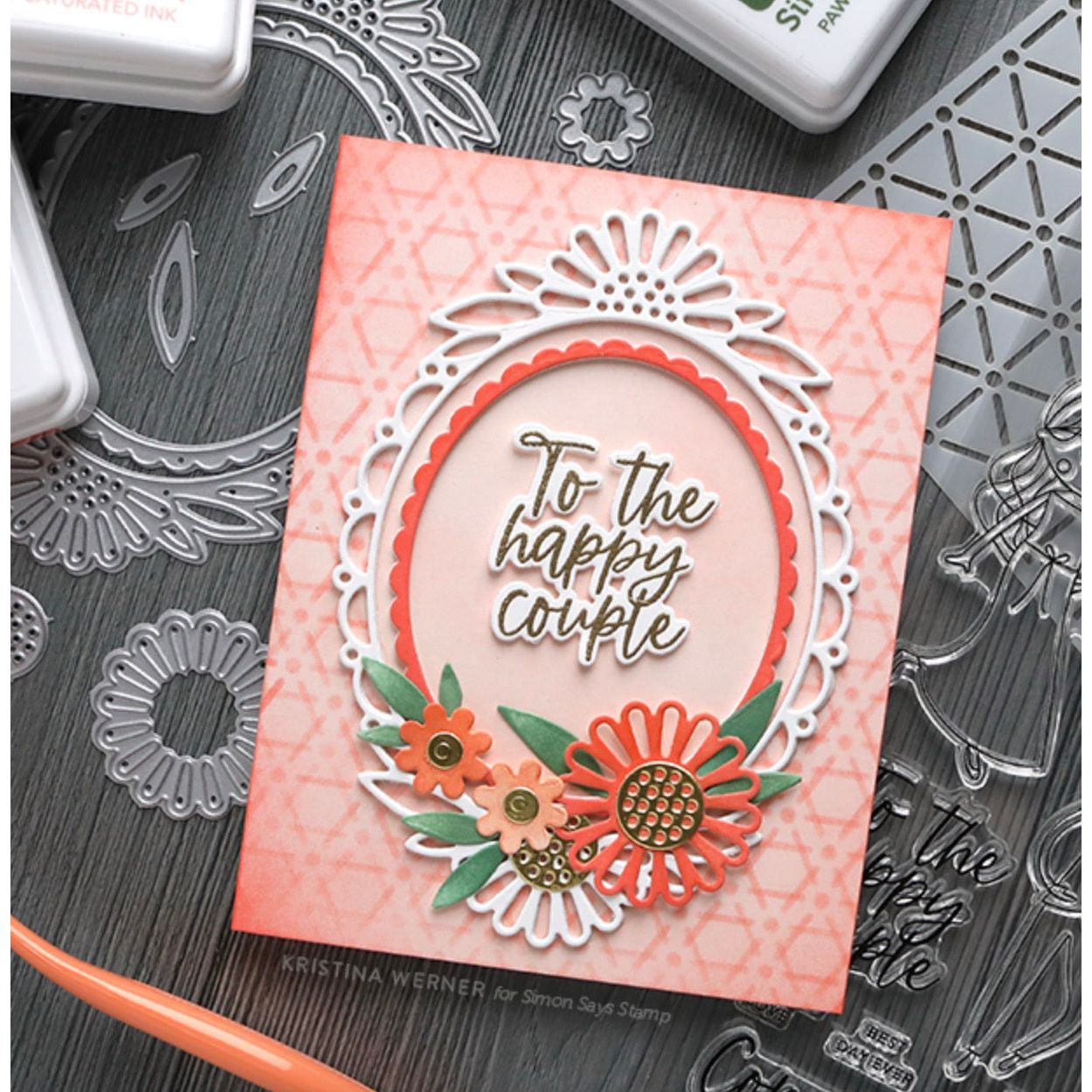 Simon Says Stamp Stencils Dash and Dot 1030st Celebrate Wedding Card | color-code:ALT04